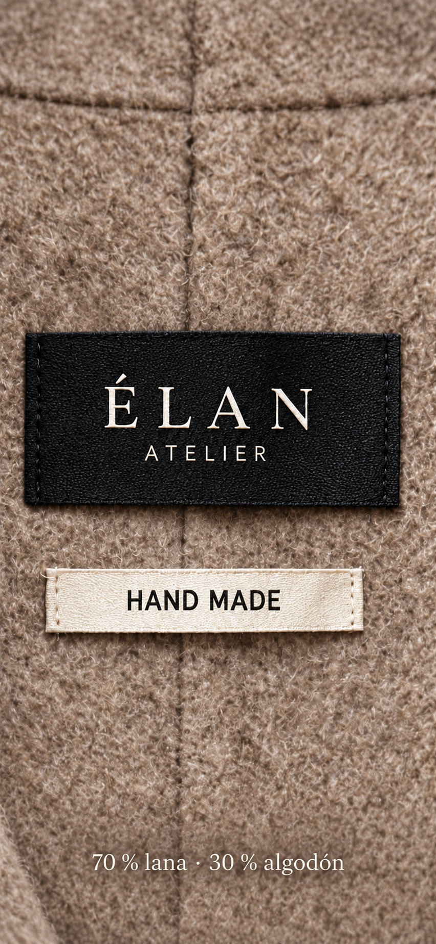 Detalle topo de etiquetas Élan Atelier y Hand Made
