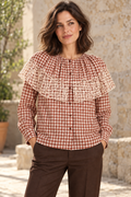 Camisa vichy con encaje floral